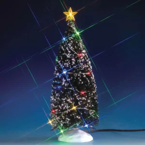 Albero di Natale Innevato Illuminato 24 Luci Led Lemax