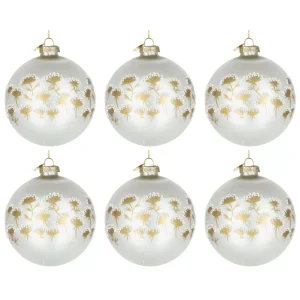 Palline di Natale in Vetro Bianche con Decorazioni Oro Achillea